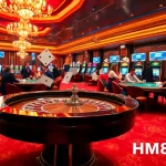Exciting casino moment featuring HM88 COM roulette table with high-stakes players and vibrant visuals.