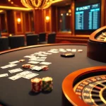 Experience thrilling online betting with VAOBET, showcasing a luxurious poker table and casino ambiance.