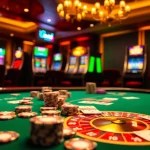 High-stakes poker action featuring Good88 branded chips and cards in a luxurious casino.