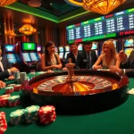 Experience the thrill of 7mcn as players engage with vibrant casino tables and lively slot machines.