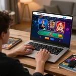 Engaging user playing games on top88pq.com with vibrant casino interface displayed