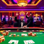 Exciting casino atmosphere highlighting 777X APK gameplay with vibrant slot machines and poker actions.