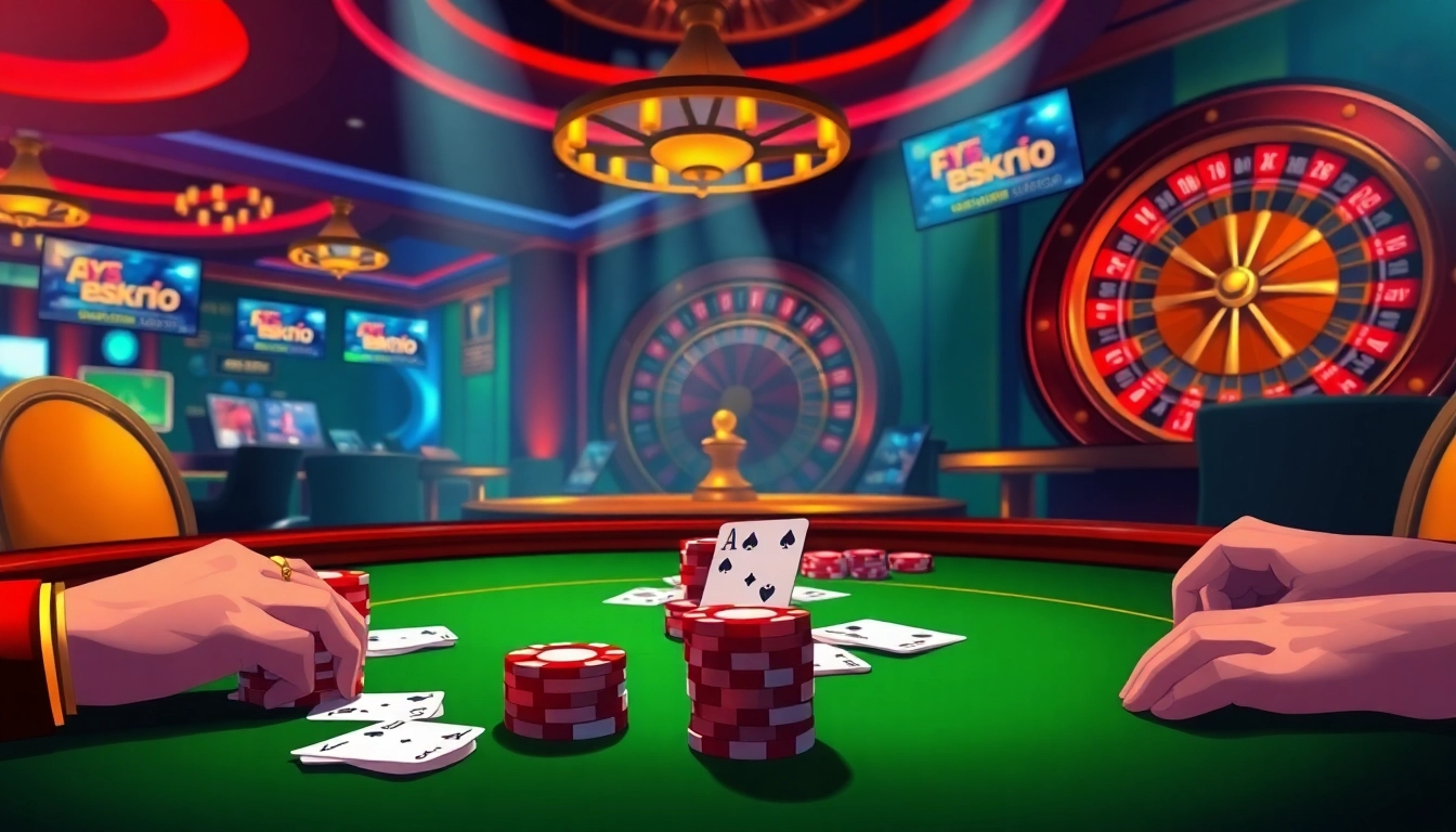 Dynamic poker game at nhà cái F168 showcasing casino excitement and luxury atmosphere.
