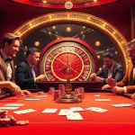 Experience the thrill of 89 bet with players engaging at a luxurious casino table filled with chips and cards.