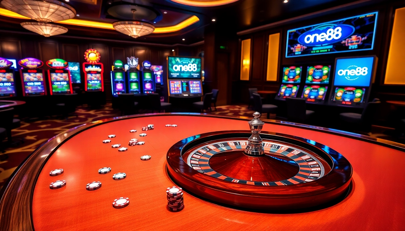 Experience thrilling gameplay at one88's upscale casino with roulette and poker excitement.
