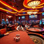 Players engaging in high-stakes poker and roulette at luxury casino showcasing J88.