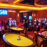 Experience the excitement of GG88 with vibrant gaming tables and lively player engagement in a luxurious casino setting.