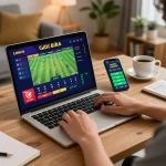 Experience online betting action at https://dagatructiepp.casino/ with a user enjoying a live đá gà match session on a sleek laptop.