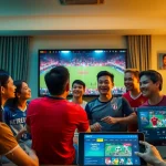 CakhiaTV football fans enjoying a live match in a cozy atmosphere