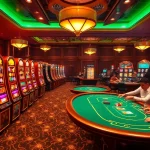 Engaging NOHU online casino scene with vibrant slot machines and poker tables.