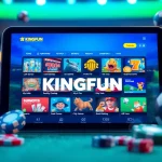 KINGFUN online gaming interface showcasing vibrant card games, slots, and sports betting options.