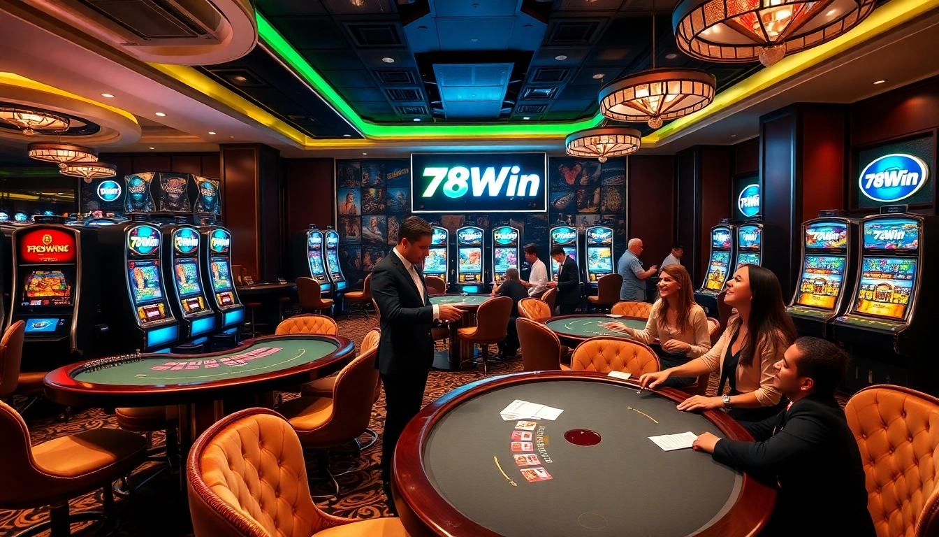 Experience the thrill of winning at 78Win's luxurious casino with vibrant games and exciting players.