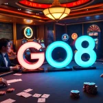 Enjoy thrilling gameplay at GO8's luxurious casino tables featuring poker and slots.