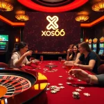 Players enjoying the thrill of xoso66 casino games with vibrant slot machines and roulette.
