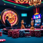 DOLA88 CLUB offers an exhilarating poker game scene, highlighting action with chips and cards.