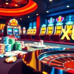 Experience the excitement of XX88 at a vibrant casino table with poker chips and cards.