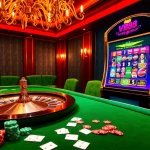 Experience the elegance of Nhà cái vb88 with a vibrant casino scene featuring a roulette wheel and poker table.