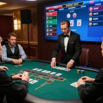 Players engaging with live dealer blackjack on GA88 platform, showcasing strategic gameplay and luxurious casino atmosphere.