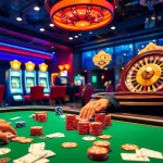 This image portrays an exciting poker table scene at https://123win.free/, highlighting colorful chips and cards.