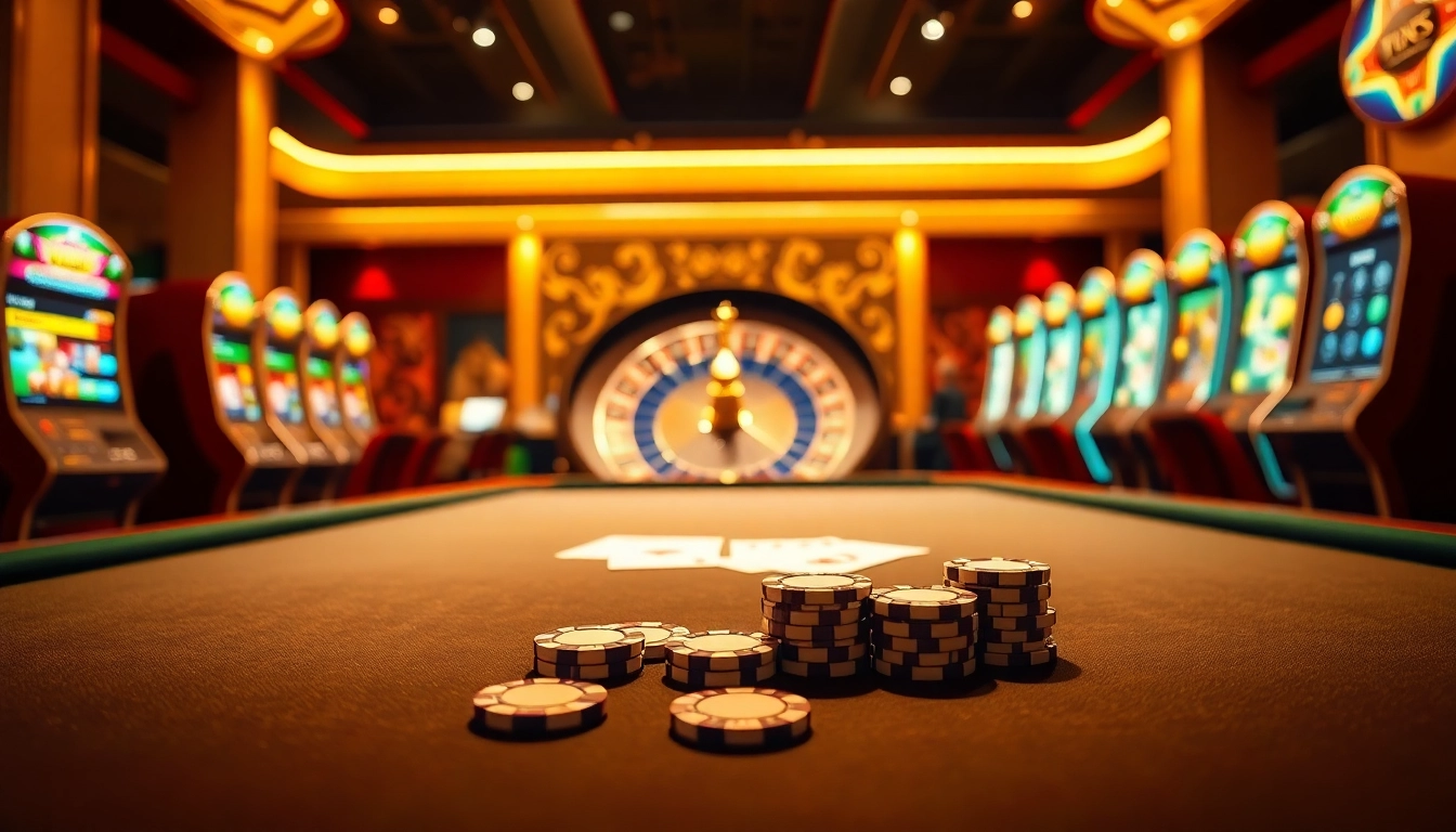 Experience excitement at the website vin88 with luxurious casino tables and vibrant game elements.