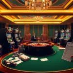 Experience thrilling gameplay at https://hitclub9.vip/ with luxurious casino elements showcasing poker tables and slot machines.