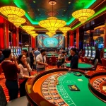 Gambling action at 13win casino with players enjoying table games and slot machines.