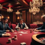 Players strategizing at a nohu poker table in a luxurious casino setting