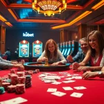 Exciting gambling action at kubet with vibrant casino table and joyful players.