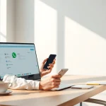 Seamlessly using WhatsApp网页版 in a modern workspace to enhance productivity and communication.