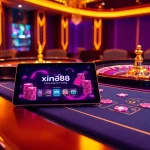 Players engaging with the xin88 online casino platform surrounded by vibrant casino elements.