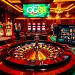 Players enjoying premium GG88 gaming experiences at an upscale casino with vibrant atmosphere.