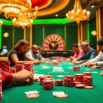 Experience the excitement of high-stakes poker at https://fb88j.com/, with vibrant chips and focused players.
