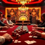 Exciting poker game with high-stakes at bj66, showcasing vibrant chips and cards.