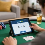 Playing sunwin20 on a tablet in a cozy setting with colorful gaming chips