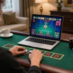 Player engaged in live dealer blackjack on S666.com, showcasing a sophisticated home gaming environment.