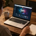 Engaging in online gaming with 188v com, showcasing a cozy setup and strategic planning.