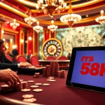 Experience the thrill of high-stakes gambling at RR88 58k online casino with vibrant casino elements.