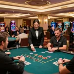 Players enjoying a thrilling game at TA88 casino, showcasing excitement and luxury.