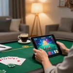 Player engaging in poker on alo8, showcasing a winning hand with strategic focus.