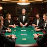 Players strategizing in a luxury poker game at Thabet, showcasing high-stakes excitement and gameplay