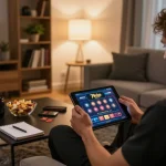 Engaging in online casino gameplay at 79club com with a relaxed atmosphere and cozy setup