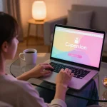 Enjoying CK444 online casino gaming on a modern laptop in a cozy home setting.