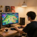 Engaged user enjoying Đá gà thomo on an online gaming platform with vibrant visuals.