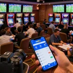 Experience the thrill of betting on one88me with friends in a vibrant casino sports lounge.