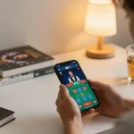 Engaging in SC88 live dealer blackjack on smartphone within a cozy home setting