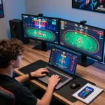 KJC offers a modern online gambling experience with an advanced gaming setup in a stylish environment.