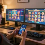 Player engaging with MM88 casino app on smartphone during an online gaming session.