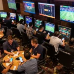 Exciting atmosphere in the Website Dabet sportsbook where bettors engage in live match betting