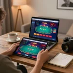 Engaging gameplay on open88 casino platform as a player places strategic bets on a tablet in their cozy home
