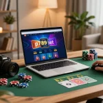 Experience dynamic online gaming with p789bet on a stylish laptop setup at home.